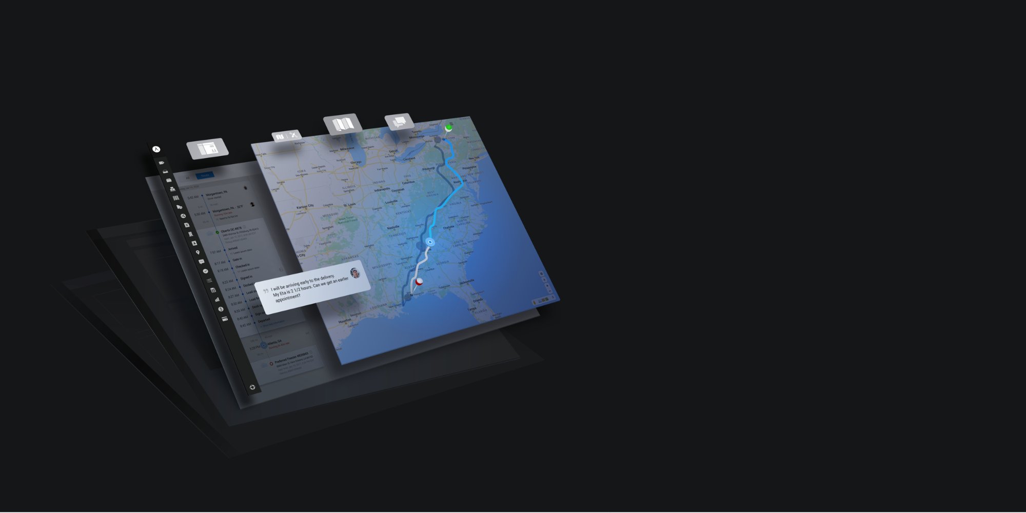 Turvo real-time GPS tracking and shipment communication interface